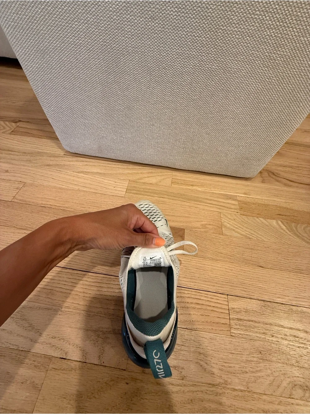 Nike Kids Air Max 270 React White Teal Lace-Up Sneakers